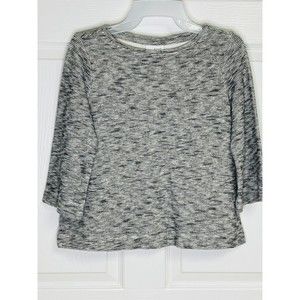 J. Jill Pure Jill Pullover Striped Grey 3/4 Sleeve Shirt 100% Cotton XS Petite